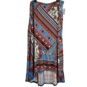 Dressbarn Hi Low Maxi Paisley Skirt Sedan Skies 1X NWT